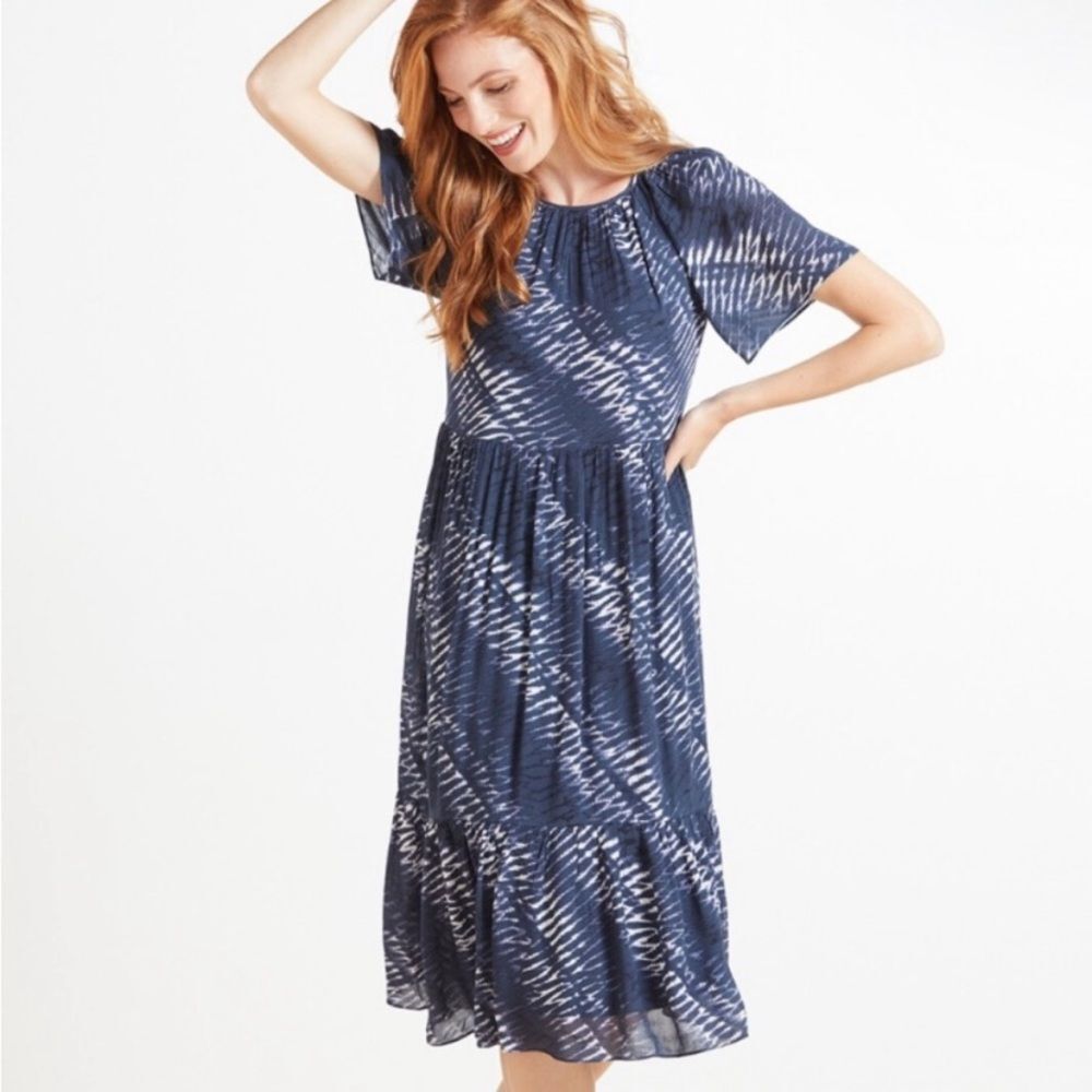 Rails Drew Tiered Tie Dye  Blue Nile Midi Dress Size S